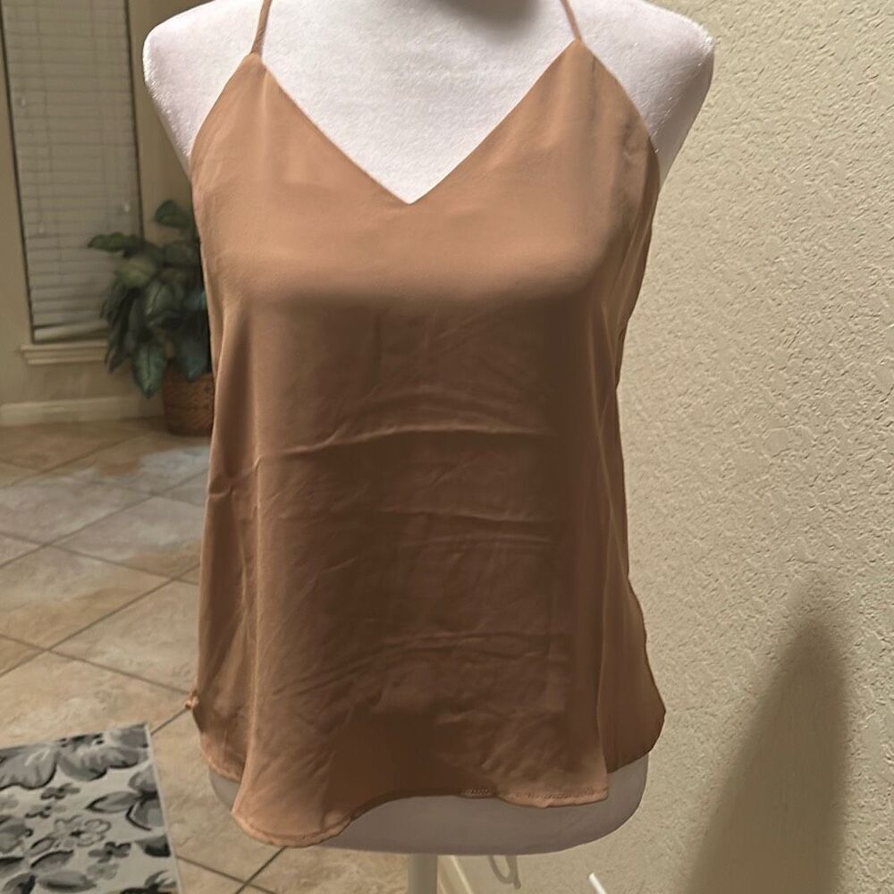 Krisa Women's XS Low Back Camisole Tank Top Camel Tan Cocktail Party Top New